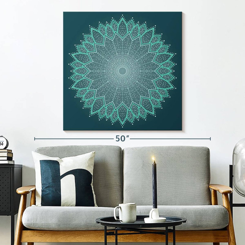 Mandala de couleur turquoise Kerner, H 33 po x l 33 po