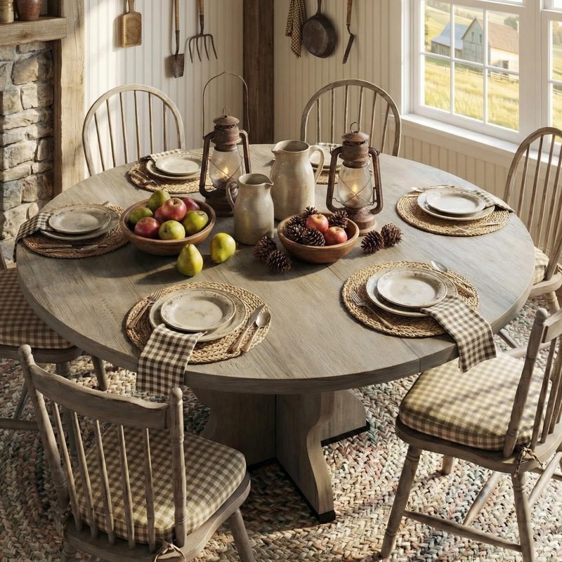 Table de salle à manger à rallonge Farmhouse, Gris