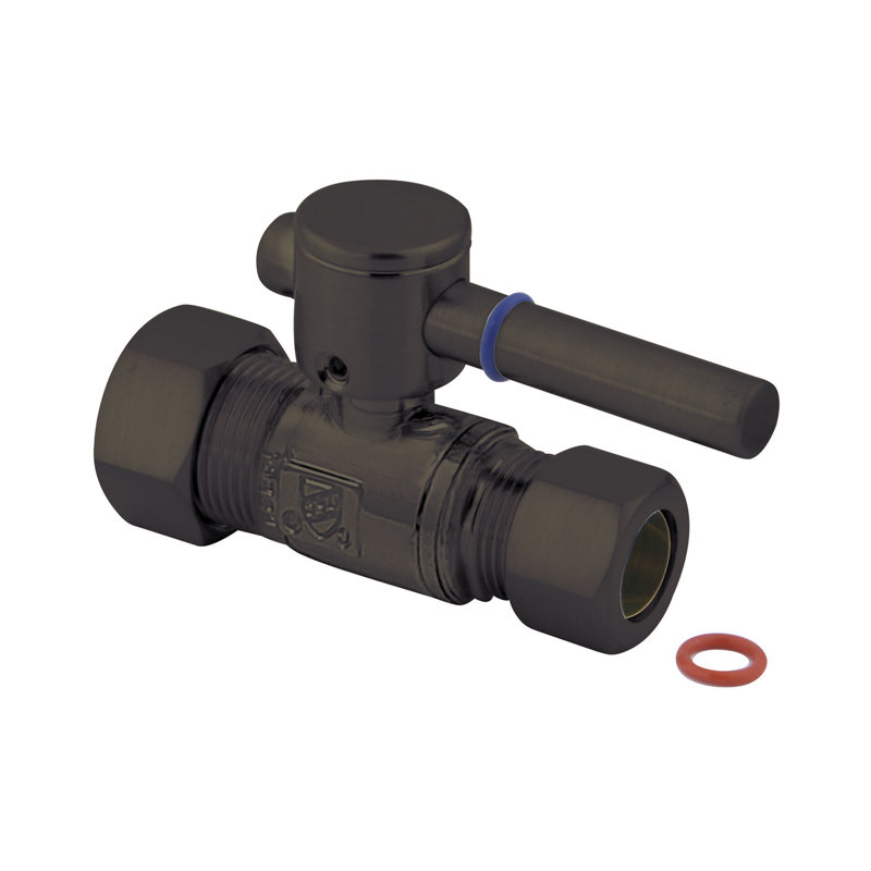 Kingston Brass Concord 5/8-Inch OD Comp x 1/2-Inch OD Comp Quarter-Turn Straight Stop Valve, Oil Rubbed Bronze