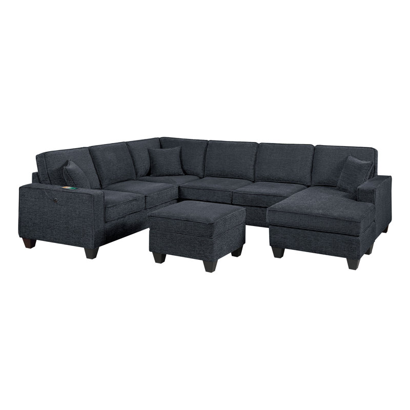 Ensemble modulaire 5 pièces Kaety, Chenille ardoise noire