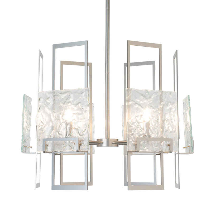 Geo Pendant - 6-Light - Vintage Platinum - Frosted Glass, Clear Glass, Sterling
