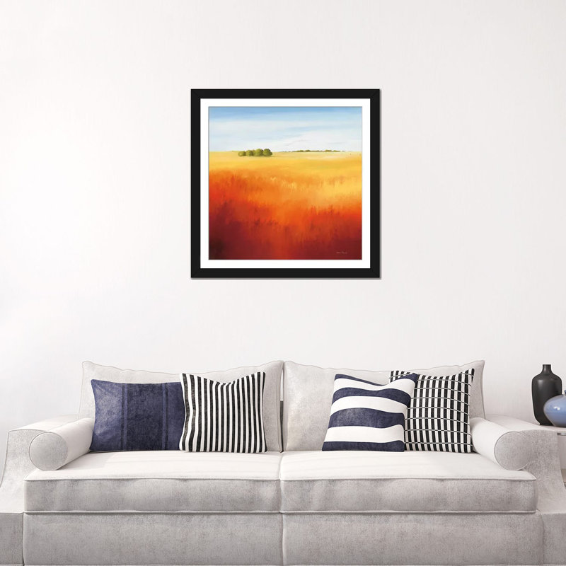 « red field ii », impression sur toile, H 16 po x l 16 po x P 1 po, Papier d'art encadré noir, Blanc