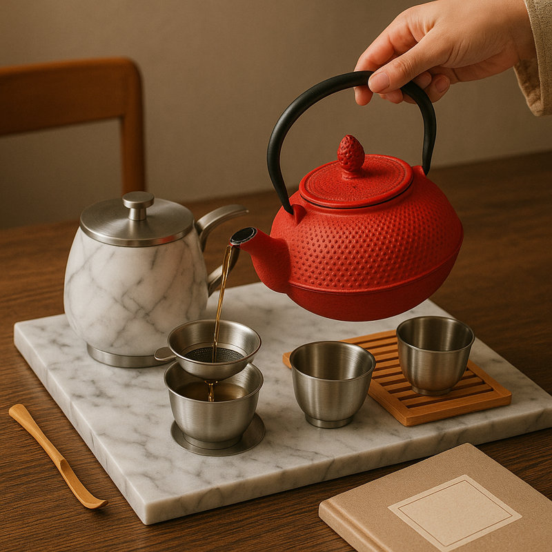 Théière en fonte 0,94 qt Kyusu, Rouge