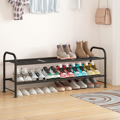 2 Tier Shoe Rack Made of Metal, Exquisitely Designed for Closets and Entryways