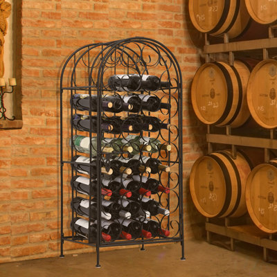 Stylish Wrought Iron 35-Bottle Wine Rack Cabinet with Lock, Perfect for Secure and Elegant Beverage Storage