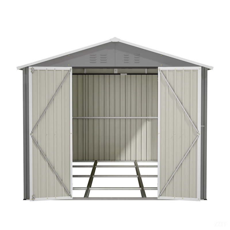 Remise de rangement extérieure, remise en métal toutes saisons avec portes verrouillables, remise à outils pour le jardin, le patio, la cour arrière, la pelouse