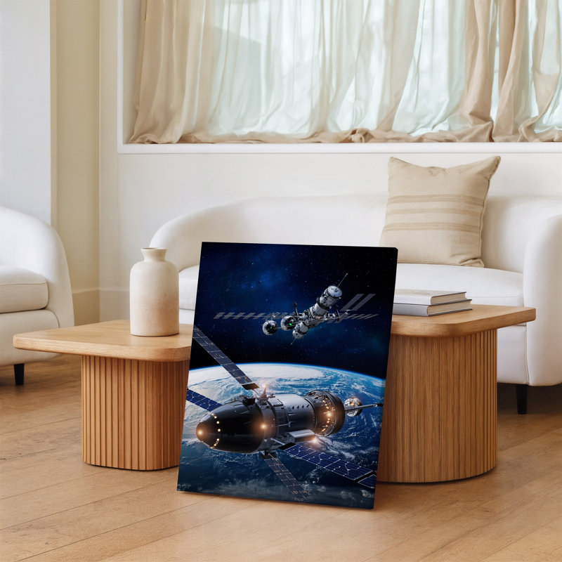 Toile, "Vue panoramique d'une scène de l'espace futuriste", art mural élégant, H 11 po x l 14 po
