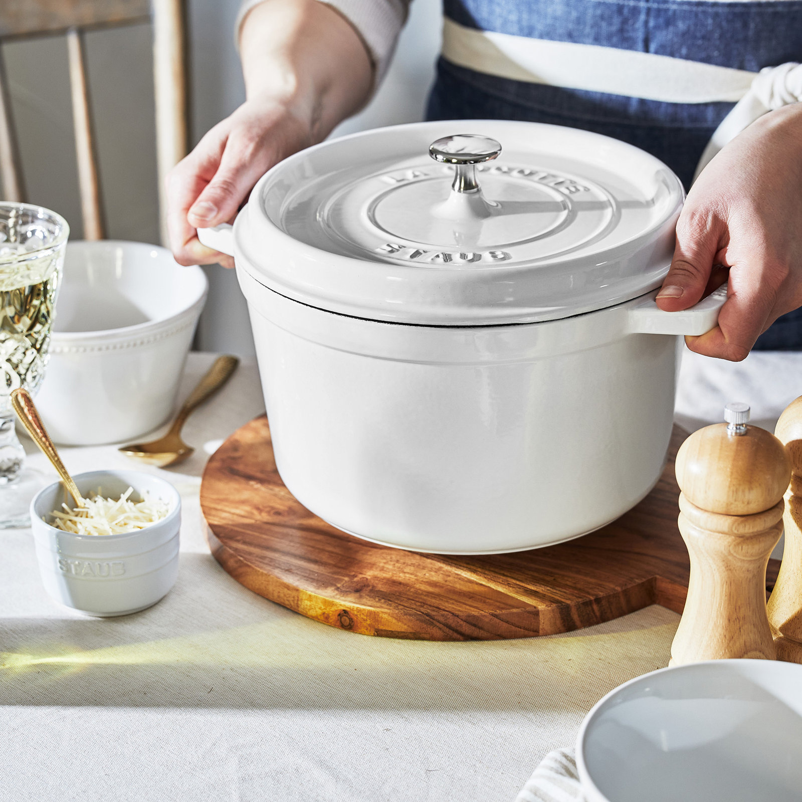 Deep Enameled Cast Iron Cocotte, White