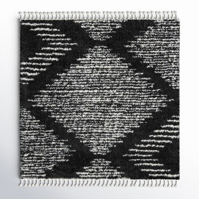 Tapis noir / blanc à motif abstrait Rodney