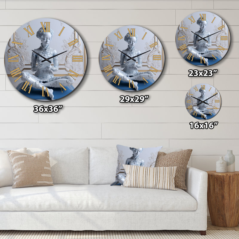 Futuristic Cyber Yoga Metal Wall Clock, 36" H x 36" W