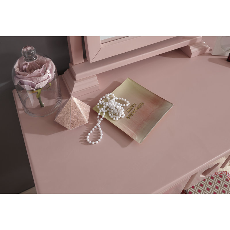 Cambrai Dressing Table with Mirror, Pink