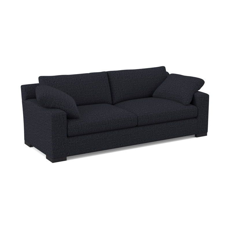 Canapé Morgan, Ébène rétro, 100% polyester bleu marine de Venise