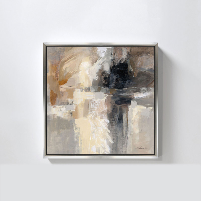 "Wings" par Silvia Vassileva, reproduction sur toile dans un cadre flottant noir, 31.5" H x 31.5" W, Argent argent