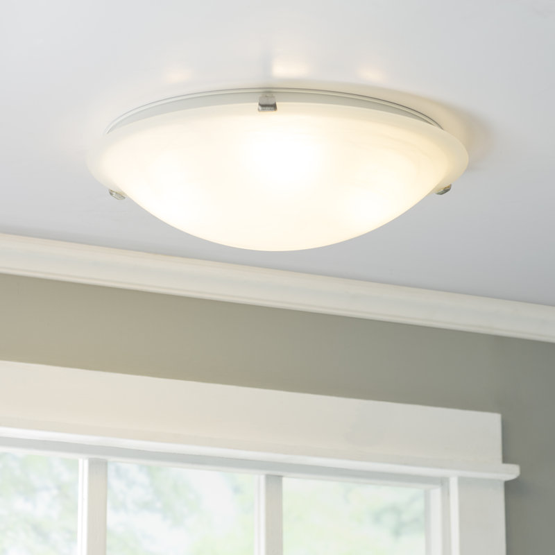 Olli Glass Flush Mount, Marble/Satin Nickel, 4" H x 12.5" W