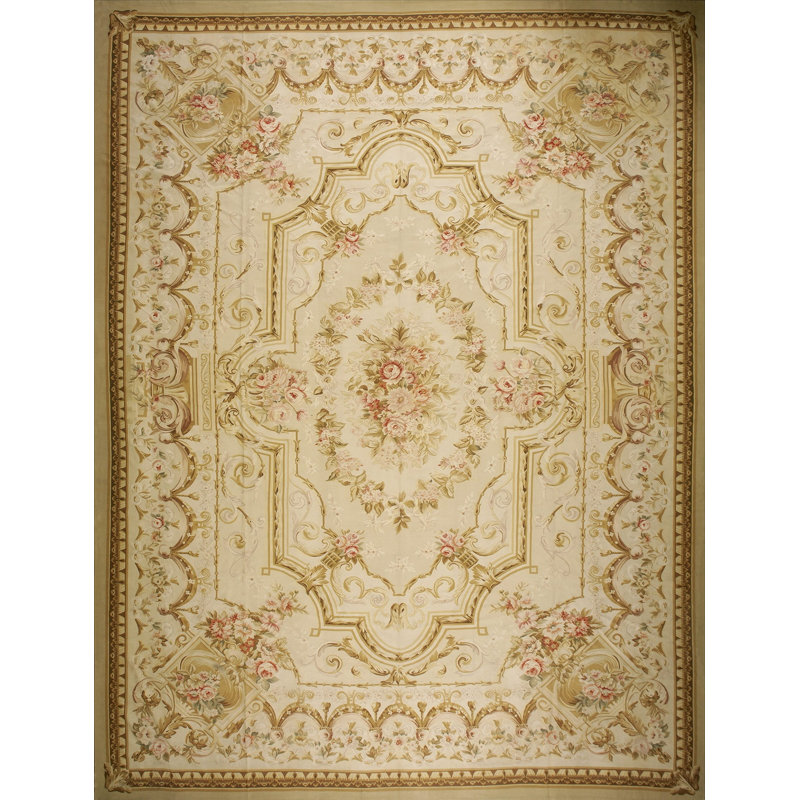 Vintage Large Aubusson Chinese Medallion Knotted Rug