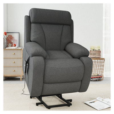 Fauteuil releveur électrique inclinable pour personnes âgées avec télécommande, revêtement en velours gris foncé à motif flocons de neige, position ajustable pour les petits espaces