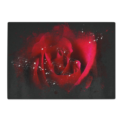 Tempered Glass the Beauty of a Red Rose Chopping Board