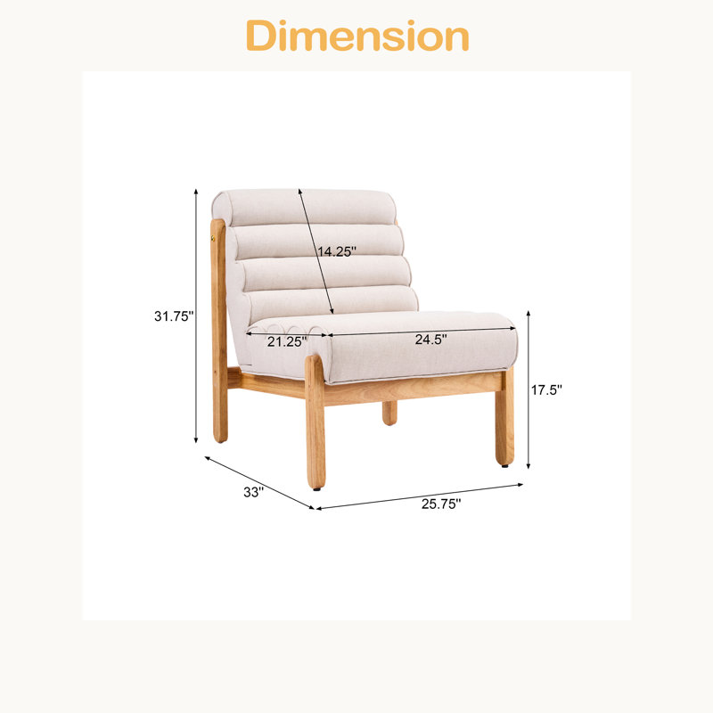 Fauteuil d'appoint Fluffy avec structure en bois massif, Naturel, Beige