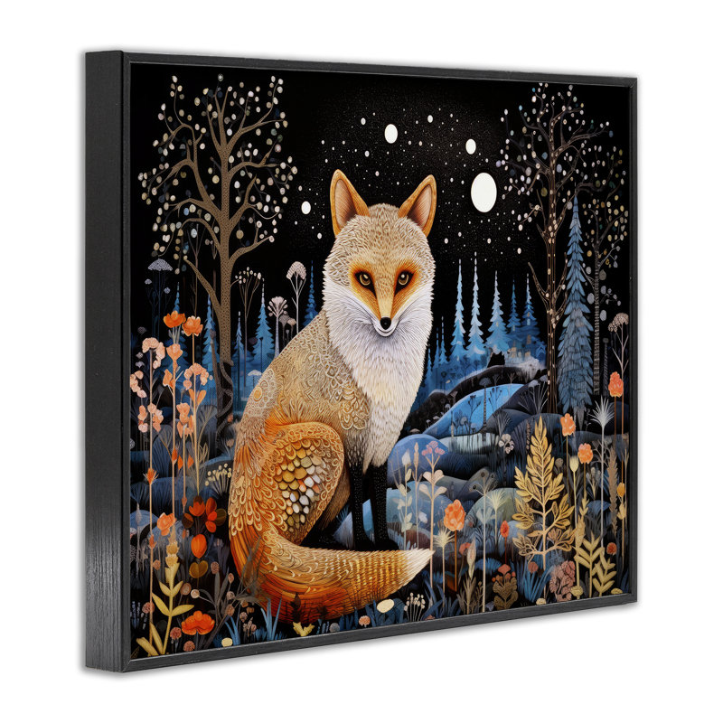 «Forest Fox in Nature», estampe numérique par Ray Powers, H 11 po x l 14 po, Giclée encadrée noir minuit