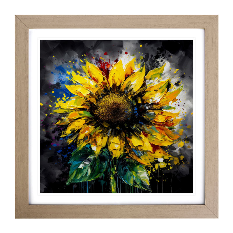 Sunflower - Framed Print, Oak