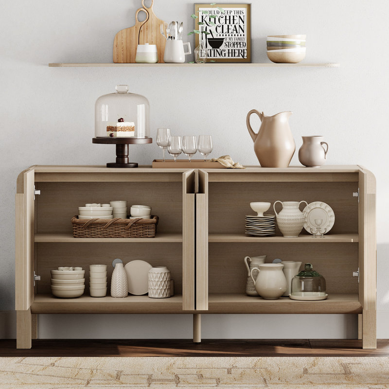 Adora Set Of 2 Sideboard Buffet With Storage, Modern 126" Wood Credenza With Doors And Adjustable Shelves For Kitchen,Living Room