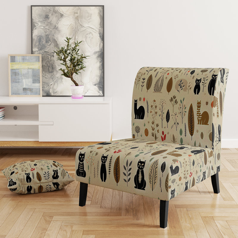 Fauteuil de chambre rembourré d'apparence décontractée Minimalist Forest, Brun / crème / beige