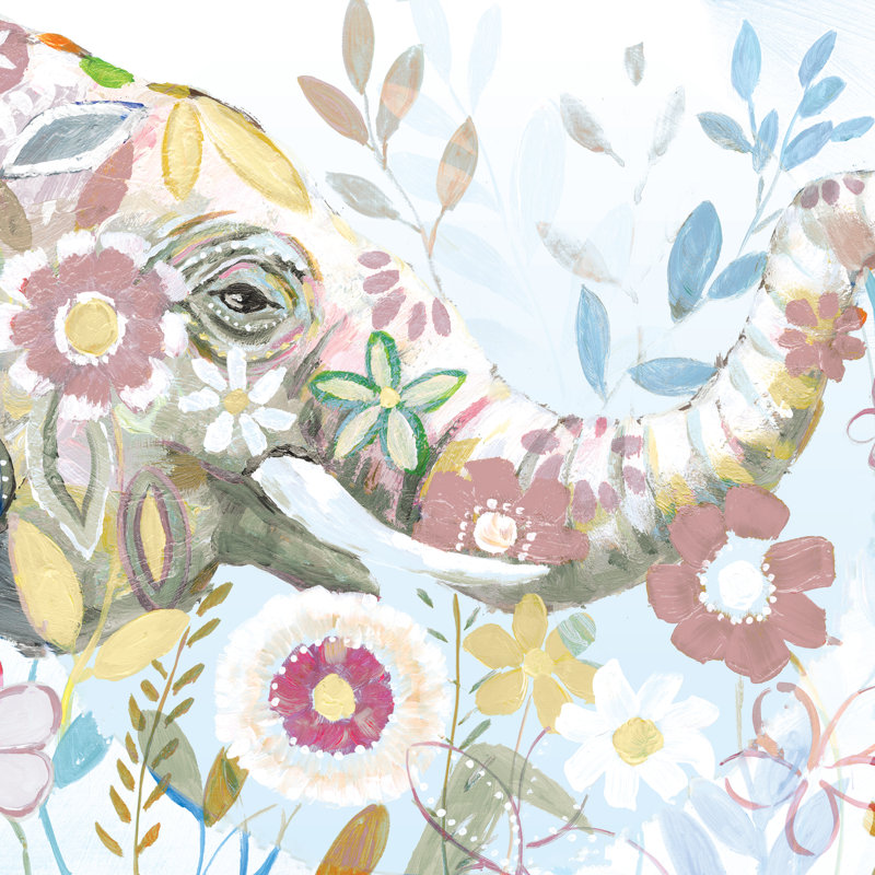 Painted Elephant - Wrapped Canvas Painting, 122cm H x 122cm W x 3.8cm D