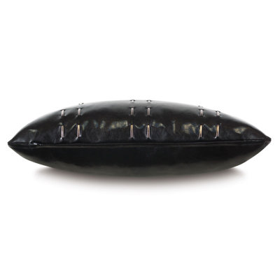Appliqued Faux Leather Throw Pillow