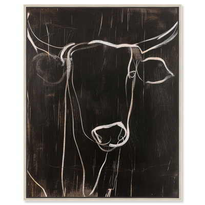 Bull on Black Canvas Print Farmhouse Art by Art Remedy