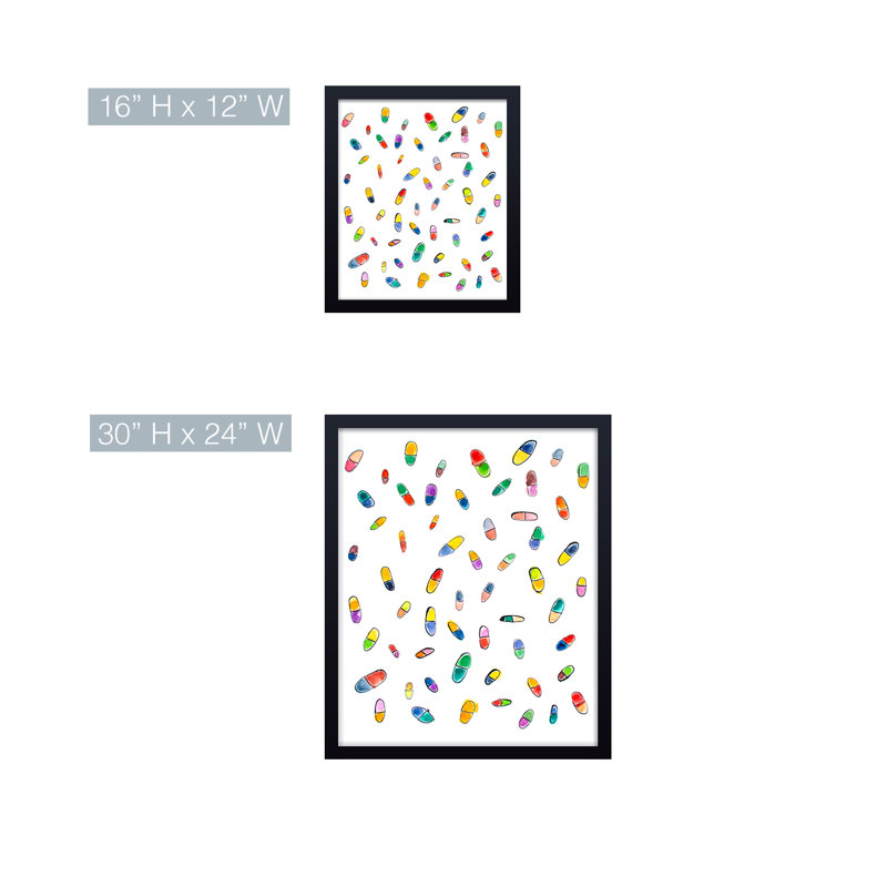 'Happy Pills' Framed Print Wall Art, 30" H x 24" W x 1" D