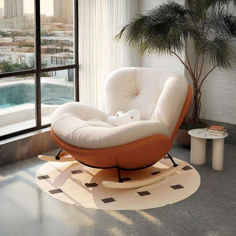 Chaise berçante moderne rembourrée, Orange