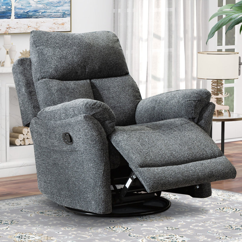 Fauteuil inclinable standard pivotant et berçant standard de 33,5 po de large Henriane (ensemble de 2), Gris foncé