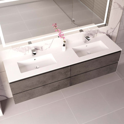 Meuble-lavabo DAX Pasadena avec bassin Toscana brillant, 72 po, pin