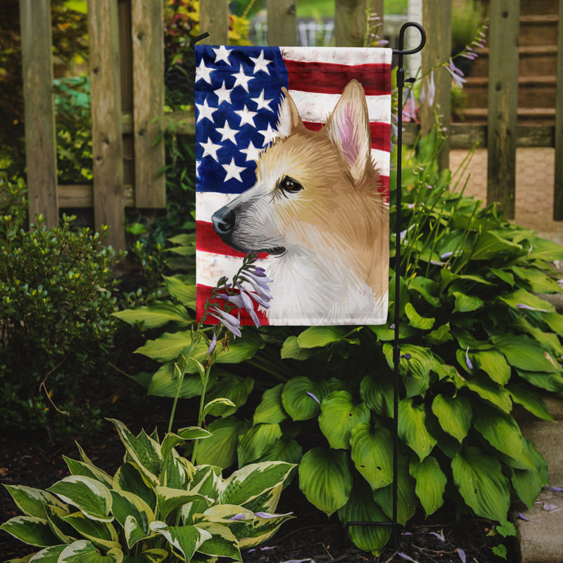 Polyester à 2 côtés 15 x 11 po drapeau de jardin, Buhund norvégien