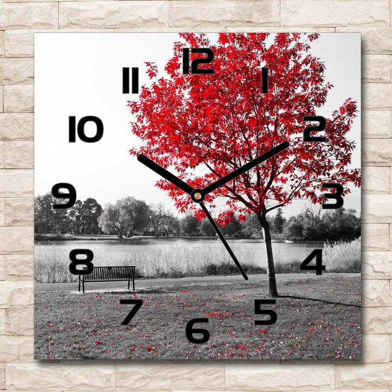Hayleigh-Jayde Glass Wall Clock, Black/Grey/Red