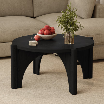 30'' Wide Mid-century Modern Wood Coffee Table With Arch Leg