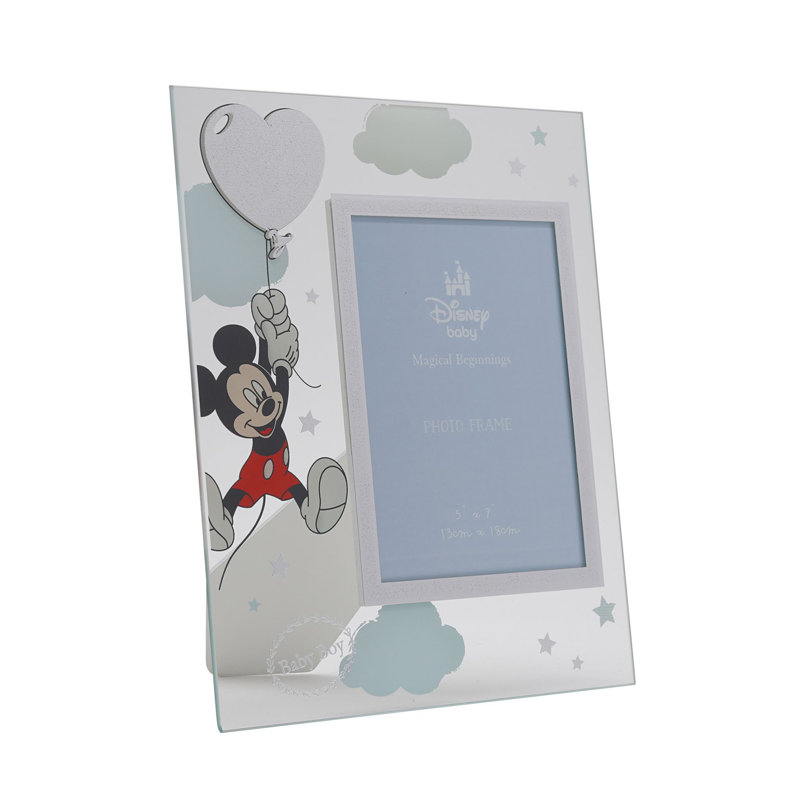 Disney 5" x 7"  Mickey Mouse Silver Plated Glass Frame