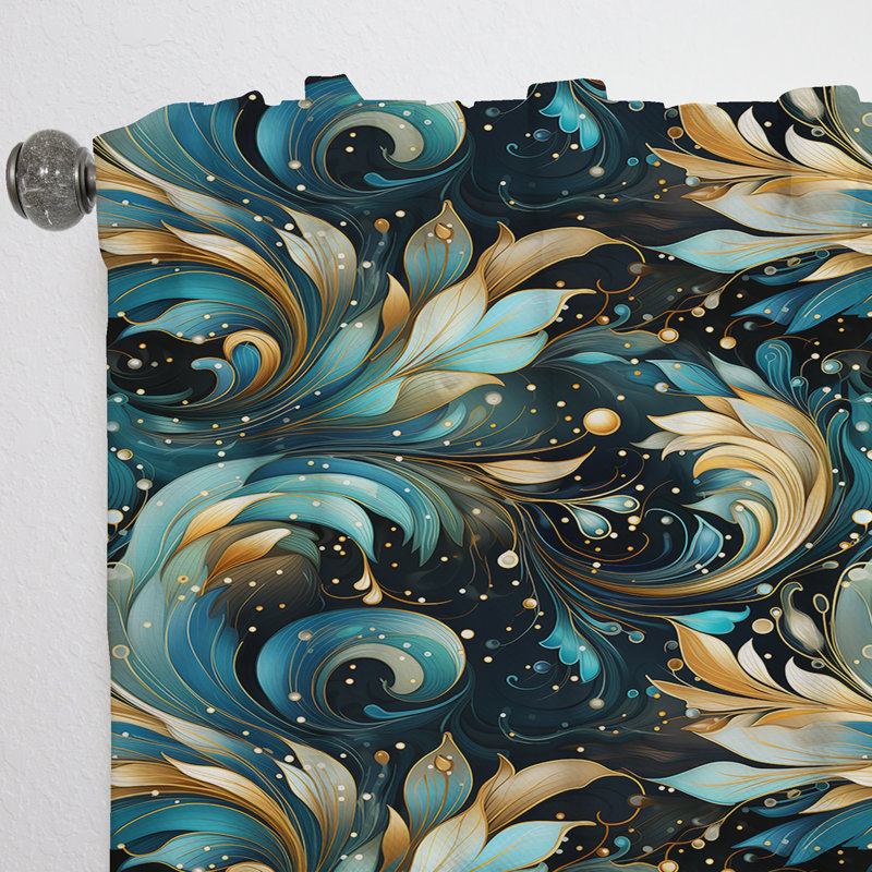 Celestial Whirls Paisley Pattern - Floral Curtain - Room Darkening Floral Curtain - 1 Panels, 52" W x 90" L