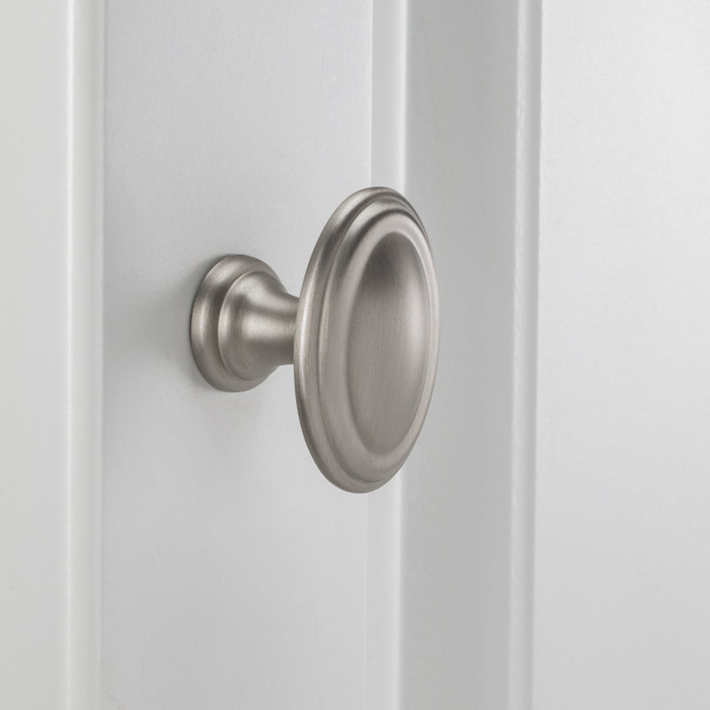 1" Length Oval Knob, Satin Nickel