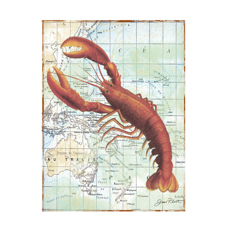 Animaux, voyage nautique, homard sur toile, impression, H 32 po x l 24 po x P 2 po