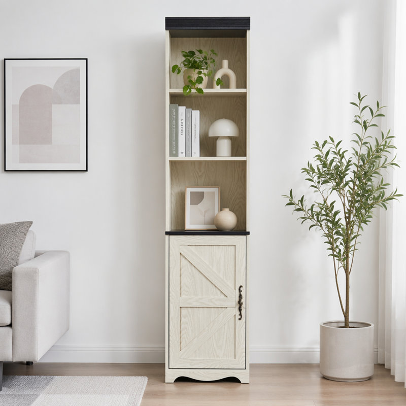 Grande armoire de rangement en bois avec 5 tablettes, idéale pour le salon et la chambre à coucher, bibliothèque extensible pour le bricolage