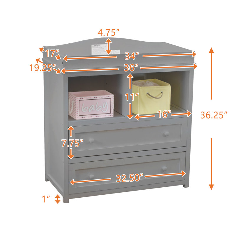 Commode à langer avec coussin Farrish, gris
