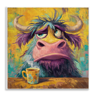 Plaque murale Grumpy Cow & Mug, design par The Wands Want