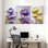 Ensemble de 3 tableaux muraux sur toile à motifs floraux violets et jaunes