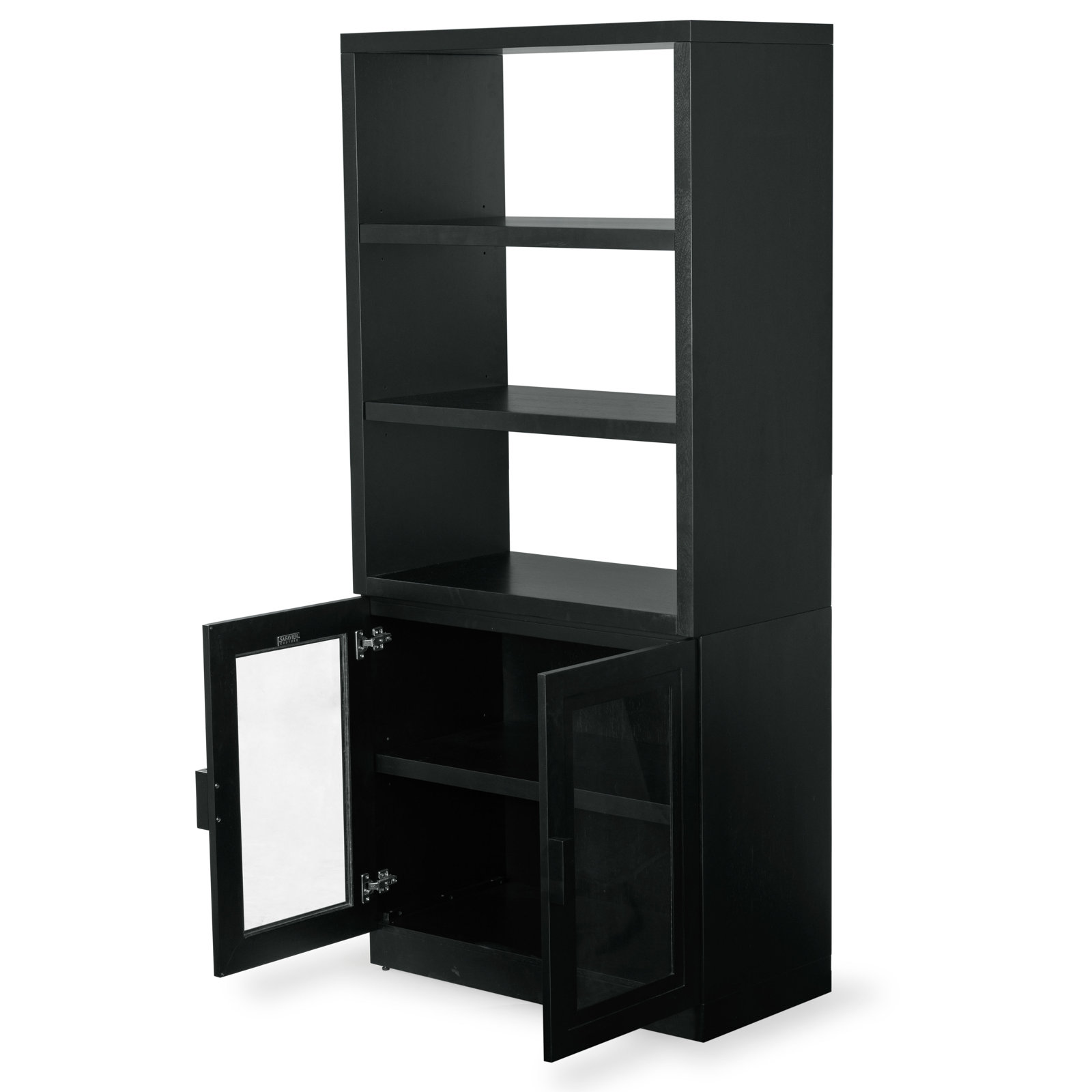 36" Glass Cabinet Bookcase, Black