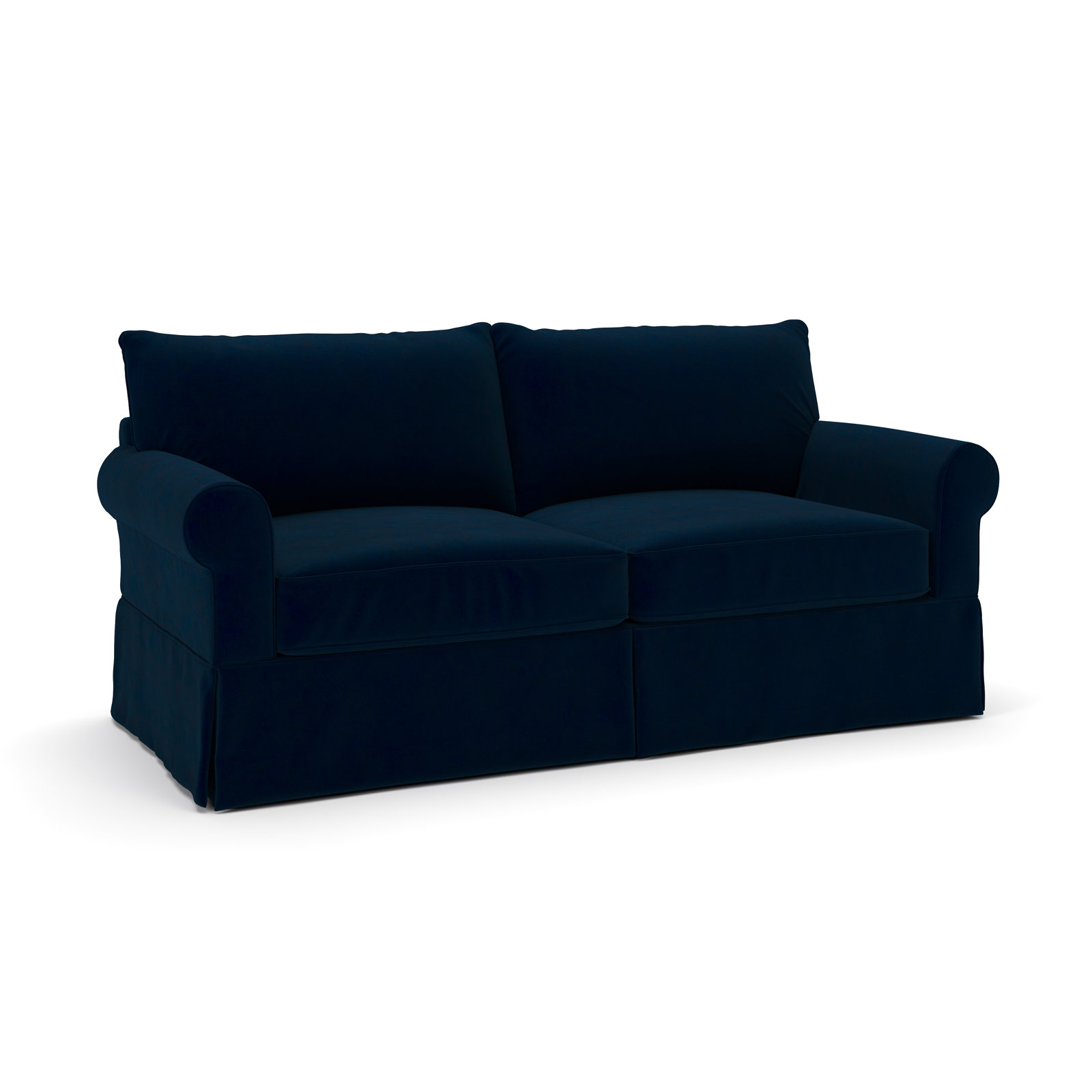 Amari 83'' Slipcovered Sofa, Bella Ink Blue Performance Velvet