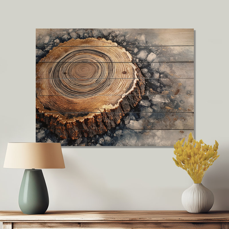Crystal Winter Wood Slide Harmony - Tree Wood Wall Art - On Natural Pine Wood, 10" H x 20" W x 0.78" D