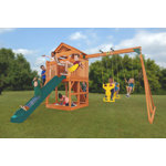 Timber Valley Swing Set with Wooden Roof