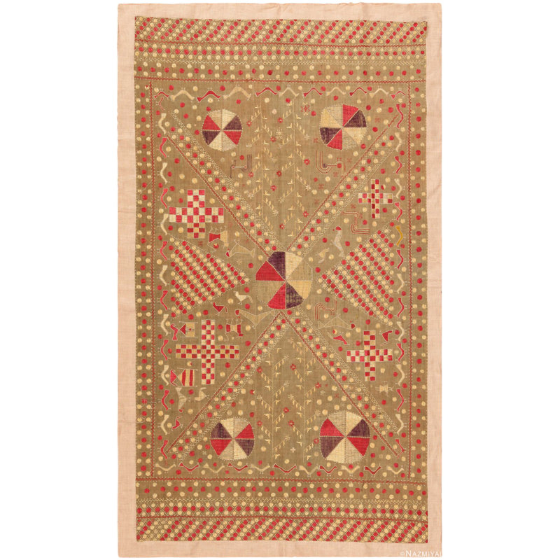 Broderie indienne antique en soie