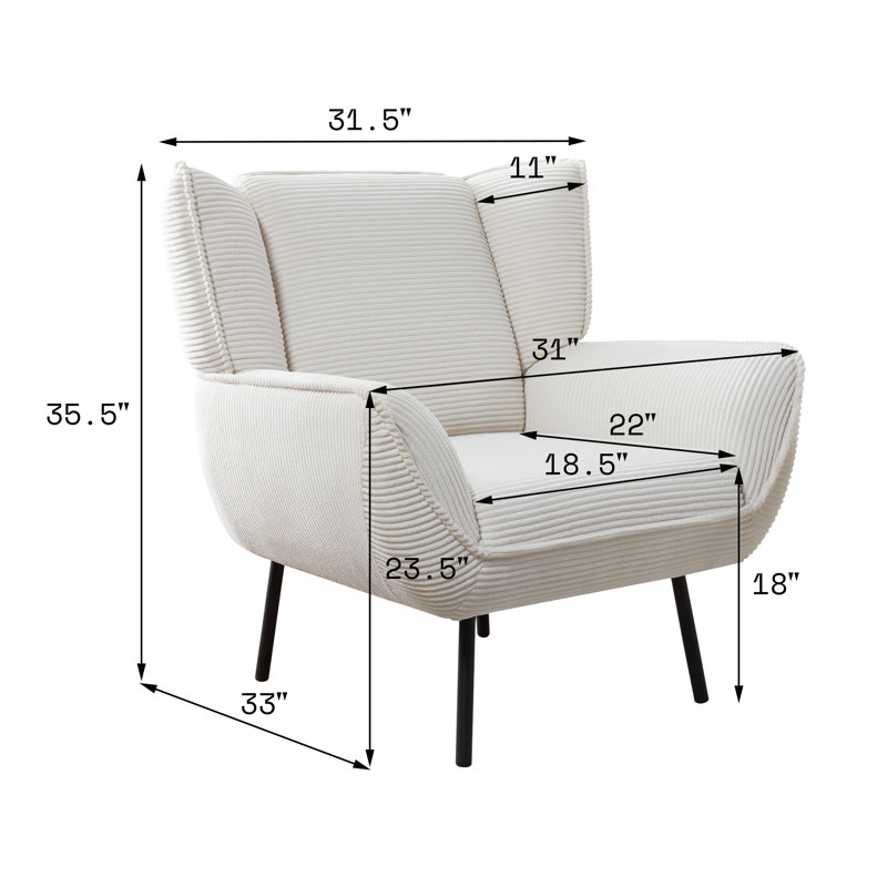 Ensemble de chaises à dossier haut 31,2 po Corduroy, Blanc